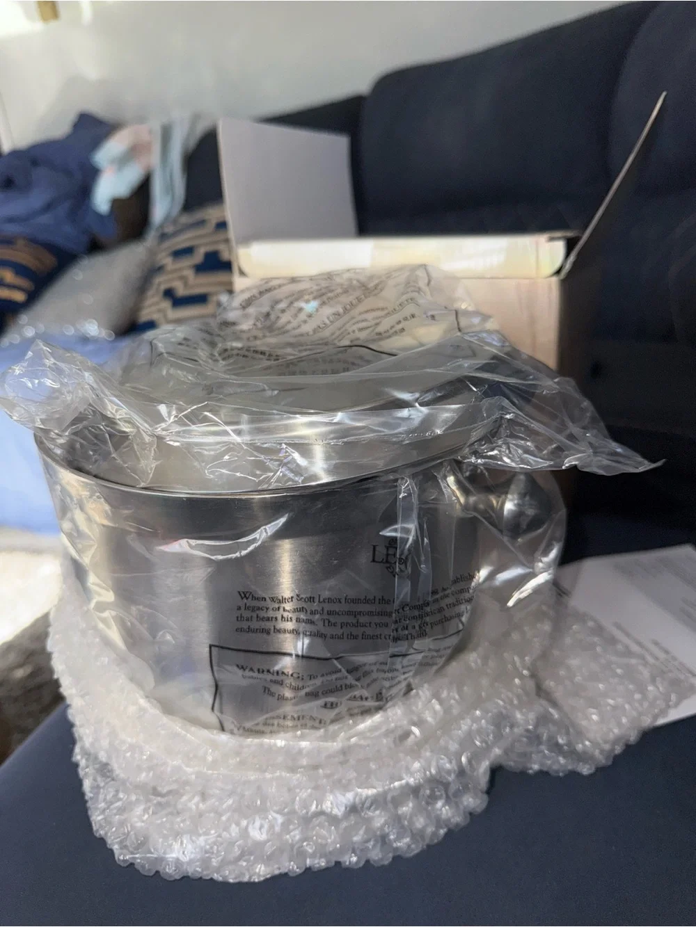 Lenox Silver Tuscany Classics Ice Bucket with Decorative Knob